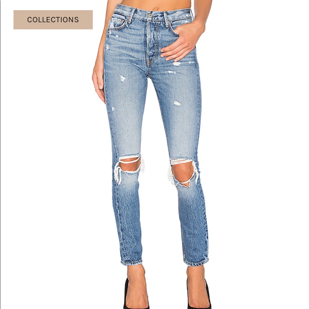 GRLFRND Distressed Blue Jeans